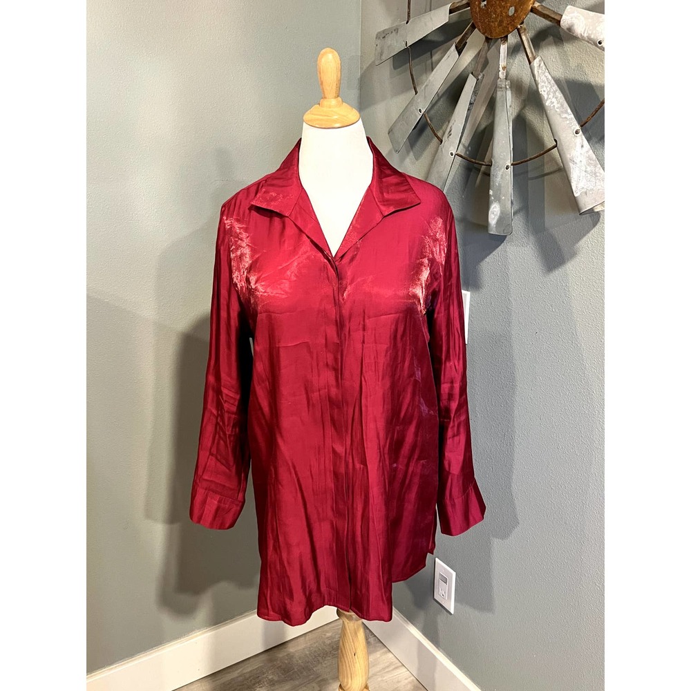 Chico's Fuchsia Pink Sparkling Button Down Blouse Size 3